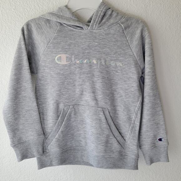 Champion Girl's Gray Hoodie With Iridescent Logo Size 6 NWT Activewear - Picture 1 of 5